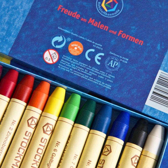 Stockmar Wax Crayons with Pure Beeswax 12 Sticks in Cardboard Box