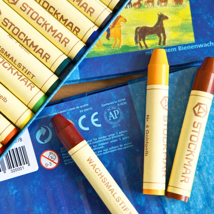 Stockmar Wax Crayons with Pure Beeswax 12 Sticks in Cardboard Box