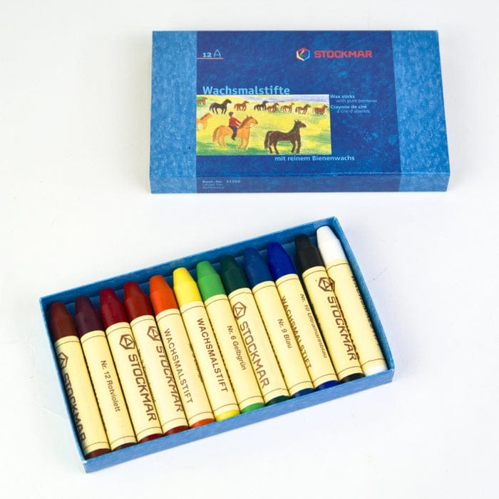 Stockmar Wax Crayons with Pure Beeswax 12 Sticks in Cardboard Box