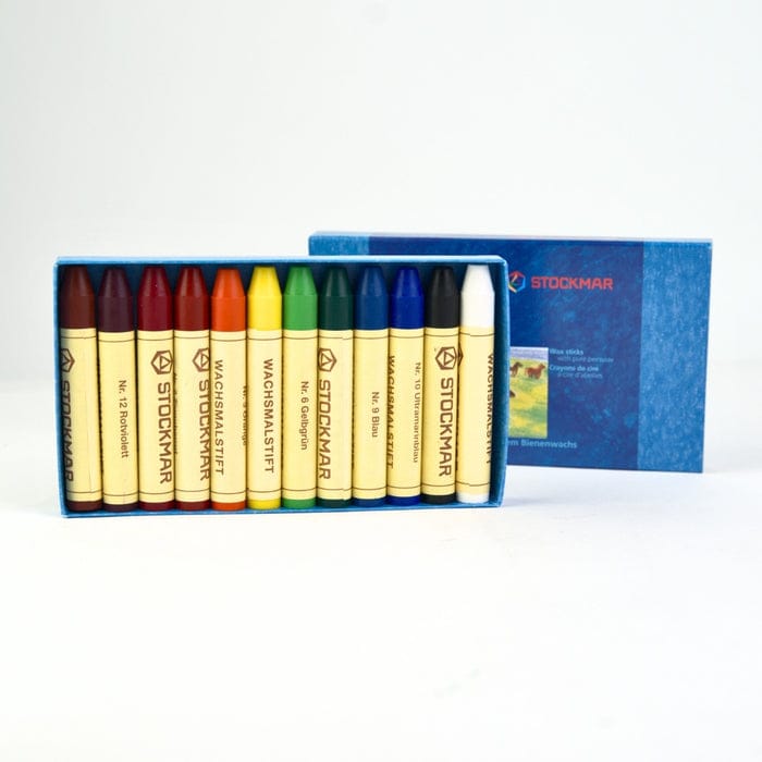 Stockmar Wax Crayons with Pure Beeswax 12 Sticks in Cardboard Box
