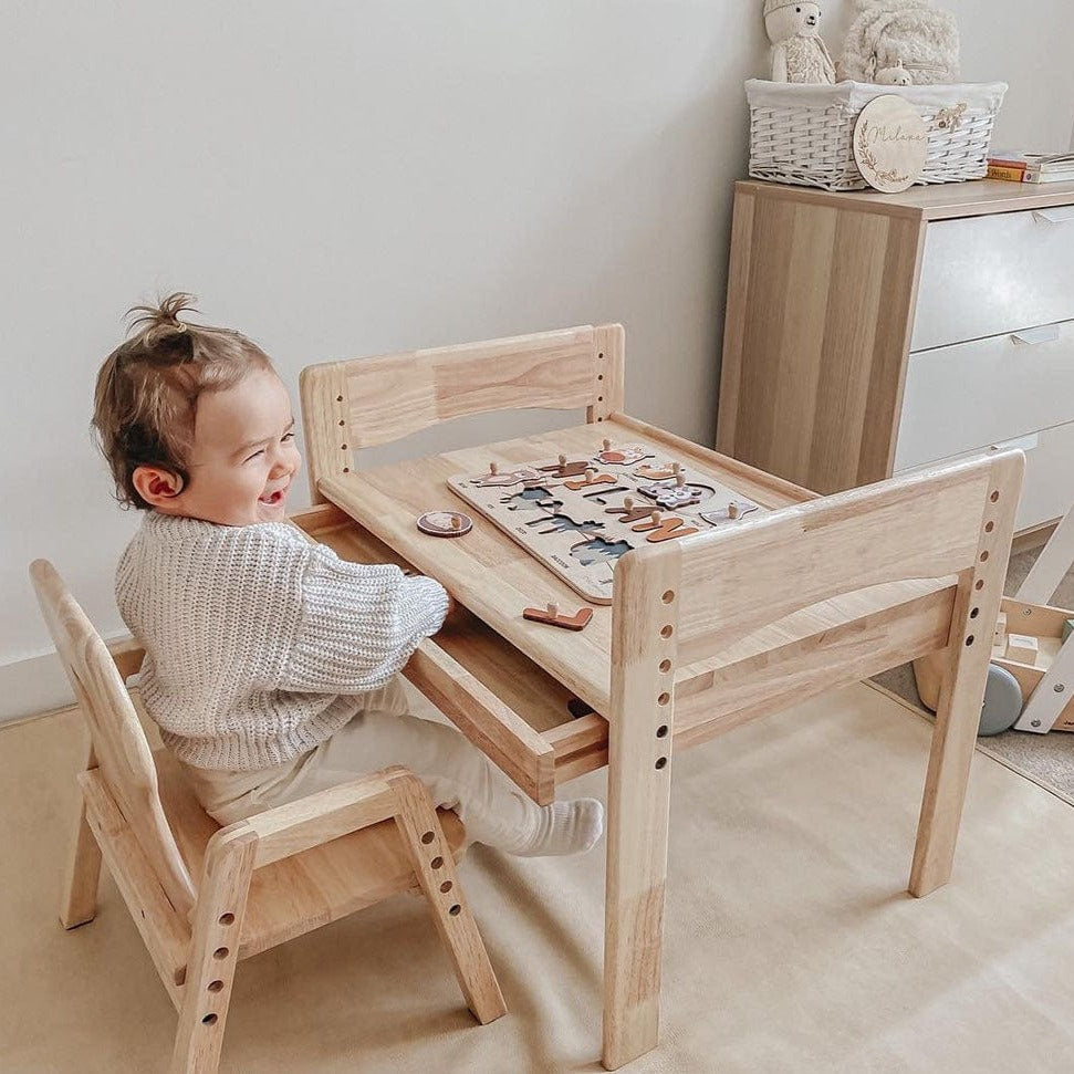 myduckling Primary Adjustable Table and Chair Set - Bear