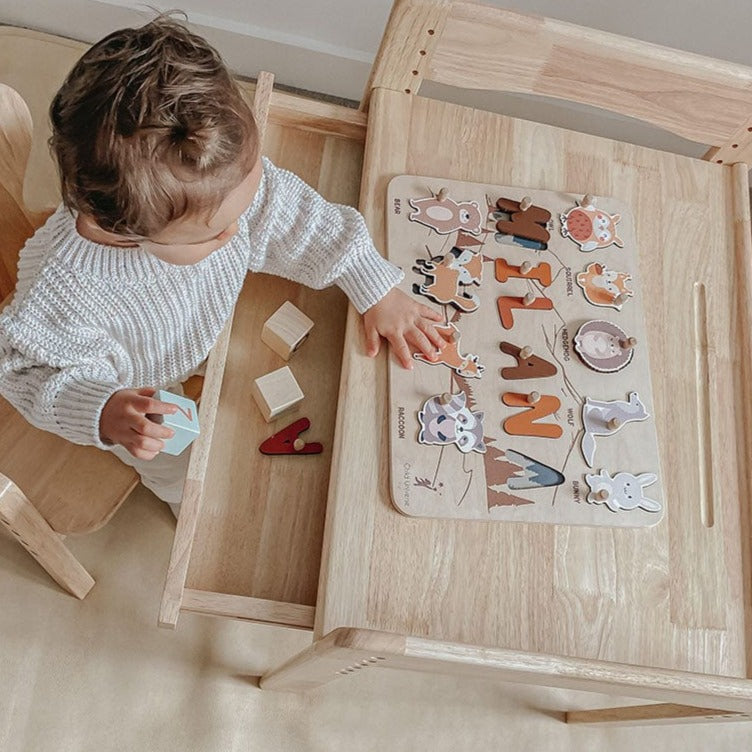 myduckling Primary Adjustable Table and Chair Set - Bear